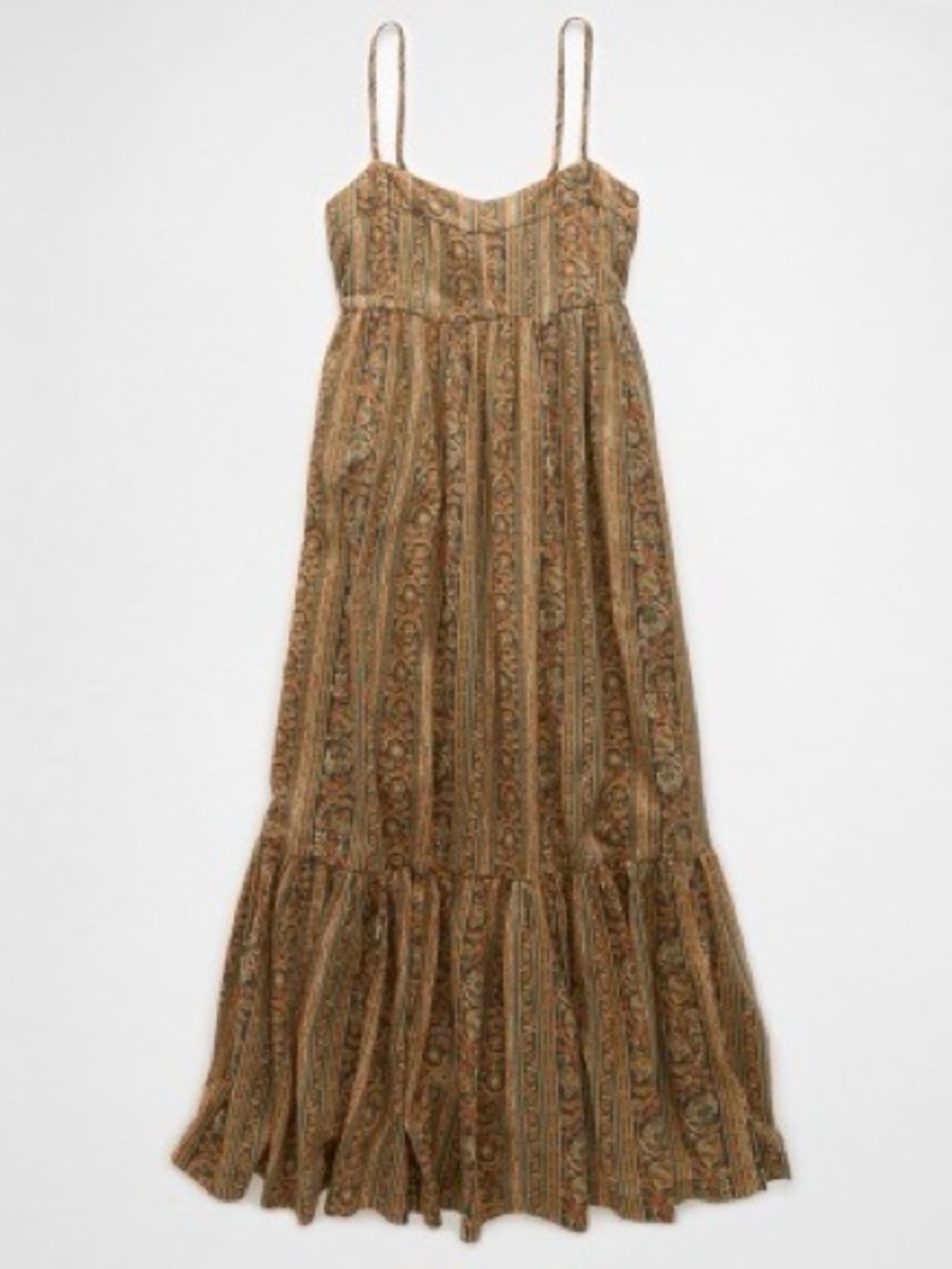 Boho Striped Paisley Babydoll Midi dress